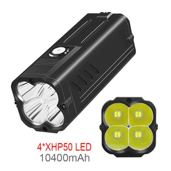 80W 8000LM latarka 4xP50 LED torch light USB 10400mAh Power Ladowanie telefonu Latarka 500m operator światła super jasne