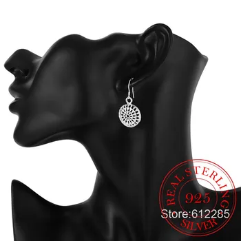 925 Srebro Kryształ Wydrążony Okrągły Wzór Długie Spadek Kolczyk Kolczyki Dla Kobiet 2020 Ślub Wesele Biżuteria Prezent