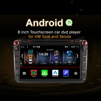 A-Sure 2 Din Android 10 podwójny tuner FM Radio CarPlay nawigacja GPS do Volkswagen VW Golf 5 MK T5 Polo Passat b6 Tiguan SKODA