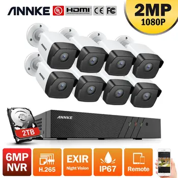 ANNKE Professional 2MP POE Security Camera System 6MP 8CH Security NVR z 8x 1080P CCTV Bullet Cameras