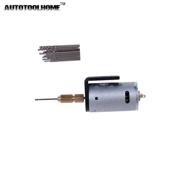 AUTOTOOLHOME Micro Mini Hand Drill 12V DC Electric Motor for PCB Press Drilling 0.8 mm-1.5 mm Twsit Bits stojak uchwyt 2.3 mm Wał