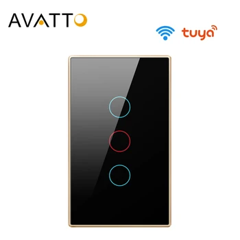 AVATTO Tuya US Wifi Switch, Smart Home Wall Light Switch with Glass Panel Touch-Sensor 1/2/3 Gang działa z Alexa,Google Home