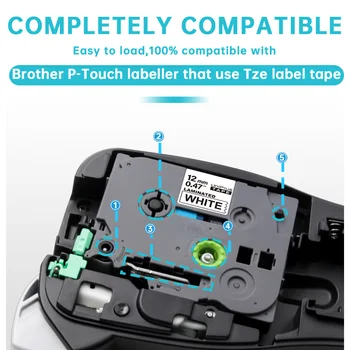 Absonic 12pcs tze-231 laminowane tze231 tze 231 12mm wytwórnia Taśma tz231 jest kompatybilny z drukarką Brother P-touch PT-E500W PT-E100B