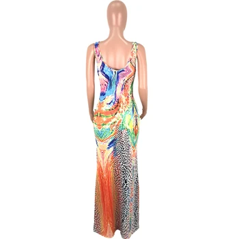 Adogirl Snakeskin Tie Dye Print Women Casual Summer Tank Dress