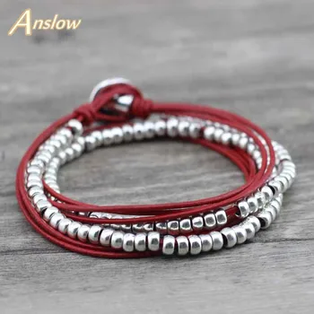 Anslow Promotion Discount Fashion Jewelry Buddha Beads Wire Wrap skórzane bransoletki dla kobiet, mężczyzn Dropship Gift LOW0584LB