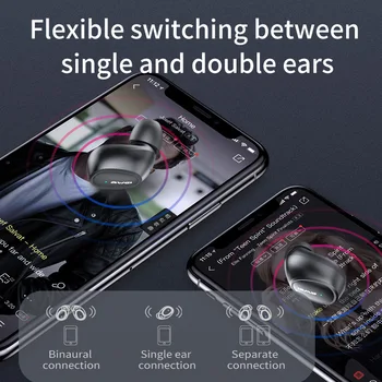 Awei T6C TWS Bluetooth, słuchawki bezprzewodowe ładowanie Mini In-ear 6D HiFI Bass Stereo Sound True Wireless słuchawki do telefonu gry