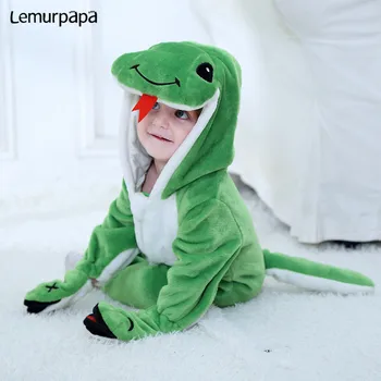 Baby Boy Girl Ubrania Suwaki Onesie Noworodka Kreskówka Zielony Wąż Garnitur Śmieszne Piżamy Flanela Ciepła Zimowa Odzież Dziecięca