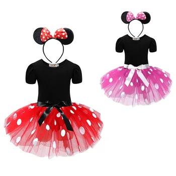 Baby Girls Minnie Kropki Tiul Tutu Mickey Sukienka Odzież Dzieci Świąteczny Strój Urodziny Niezwykły Kostium Z Opaską