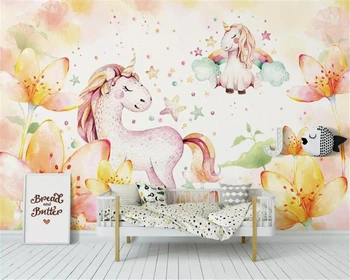 Beibehang Custom wallpaper mural Nordic minimalist dream pony unicorn plac zabaw, ściana papel de parede tapety 3d behang