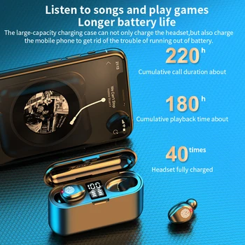 Bezprzewodowe Bluetooth Mini Słuchawki Touch Sport Stereo Bass Słuchawki F9 Wodoodporne Słuchawki Bezprzewodowe Z Микрофонной Ładowania Skrzynią