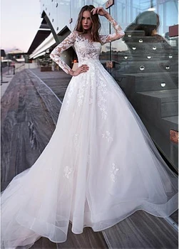 Boho suknia ślubna z długimi rękawami 2020 Robe de mariee Sexy Top koronkowy suknię ślubną rozmiar plus suknie ślubne