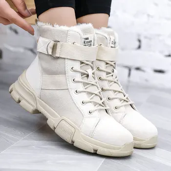 Buty zimowe kobiety 2021 moda ciepły aksamit buty damskie solidne buty na platformie damskie buty łączenie sznurowanie buty damskie trampki