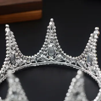 CC tiary i korony taśma do włosów biżuteria ślubne akcesoria do włosów dla kobiet Księżniczka okrągła Korona Fine Luxury Party Hairwear HG846