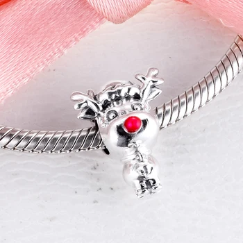 CKK Winter Fit Pandora bransoletki czerwony nos renifera charms srebro 925 oryginalne koraliki do wyrobu biżuterii sterling DIY