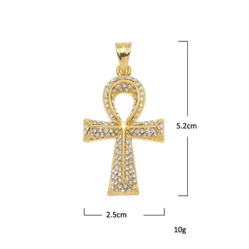 CY&CM egipski ANKH krzyż wisiorek naszyjnik łańcuch mężczyźni Bling kolor złoty Urok pełna lodu rhinestone klucz Nilu biżuteria