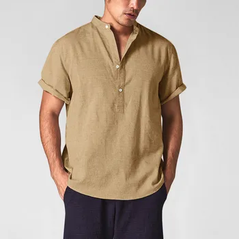 Camisa koszula męska letnia koszula męska z krótkim rękawem top nowy wygodny styl koszula męska z bawełny i lnu