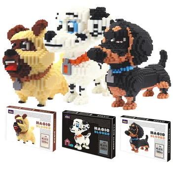 Challenge Connection Blocks Big Size Cute Dachshund Model Brinquedos Pet Dog Kreskówka Budowlane Klocki Dla Dzieci Zabawki Dla Dzieci Prezent