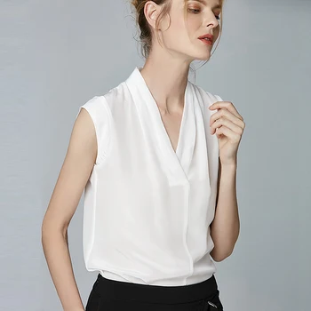 Ciężki jedwabny top Damska koszulka jednolity prostą konstrukcję bez rękawów 5 kolorów praca biurowa kamizelka elegancki styl nowa moda
