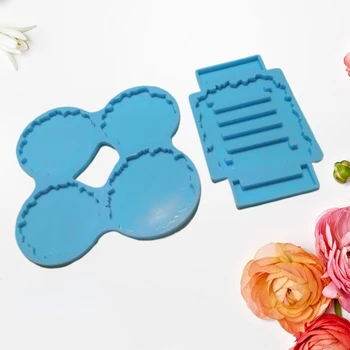 Coaster+stojak zestaw żywicy epoksydowej formy Puchar mata+uchwyt Silikonowa forma DIY rzemiosła zestaw