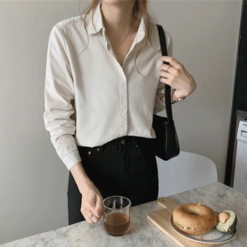 Colorfaith New 2020 Women Autumn Winter Blouse Shirts Casual Oversize Elegant Solid Fashionable Office Lady Wild Tops BL3277