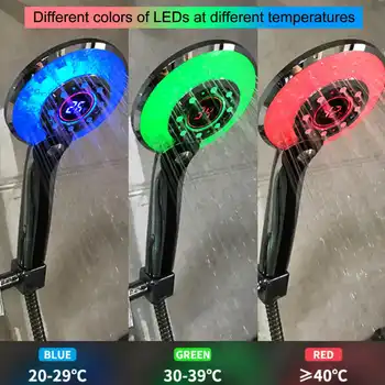 Cyfrowy wyświetlacz LCD regulowany 3 tryby 3 kolory LED podłogowa prysznicowa głowica światło czujnik temperatury wanna tryskaczowych łazienka