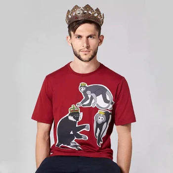 Czerwona koszulka męska designerska marka t-shirt nowa letnia koszulka męska moda małpa Korona koszulka męska z wysokiej jakości bawełny bluzki