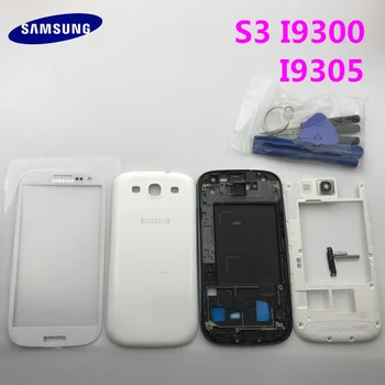 Części zamienne pełna obudowa osłona pokrywa komory akumulatora+przyciski+szklany panel dla Samsung Galaxy S3 i9300 i9305 9300i+narzędzia