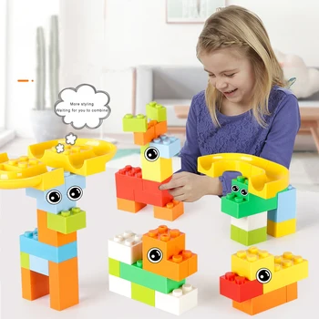 DIY Bricks Blocks lejek Slide Blocks Marmurowa wyścig Run Blocks kompatybilny Duploed klocki zabawka na prezent dla dziecka