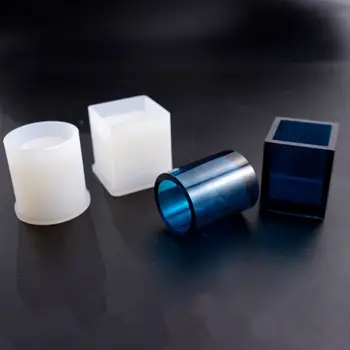 DIY Kryształ epoksydowa Kształt Kwadratowy cylindryczny lustro uchwyt mały doniczka formy