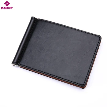 DOLOVE Brand Solid simple Mini męski portfel skórzany uchwyt do pieniędzy z zaciskiem cienki portfel z gniazda kart do męskich kart kopertówka portfel