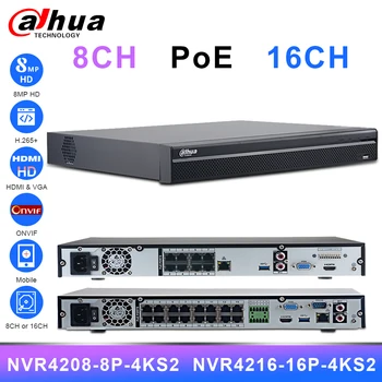 Dahua PoE NVR 8CH 16CH 4K NVR4208-8P-4KS2 NVR4216-16P-4KS2 z HDD PoE port 8MP H. 265 2 SATA do IPC IP kamery systemu bezpieczeństwa