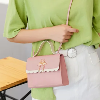 Damska kwadratowa torba procy 2021 nowy koreański styl moda Messenger torba damska mały Łabędź wisiorek telefon torba