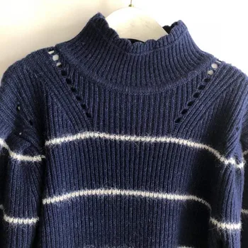 Damski sweter z wysokim kołnierzem i długim rękawem hollow wczesną jesień nowe dzianiny swetry