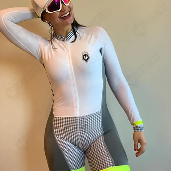 Damskie FRENESI PRO z długim rękawem, triathlon, kolarstwo Skinsuit zestawy Macaquinho Ciclismo Feminino rower Jersey kombinezon zestawy