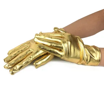 Damskie błyszczące metalowe rękawice z elastanu formalny ślubny bal bankiet ślub złote kolorowe rękawiczki guantes largos morados
