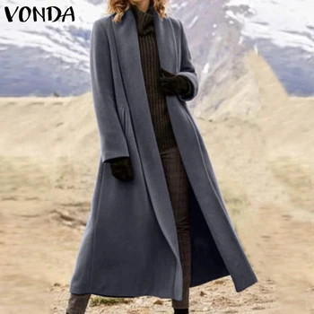 Damskie długi płaszcz z długim rękawem sweter kurtka 2021 vonda damskie kurtki płaszcze zimowe kurtki Veste Femme plus size