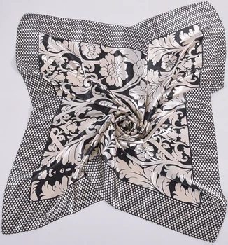 Damskie kwadratowe chusty z nadrukiem nowa moda unisex akcesoria odzież kobiety czarny biały punktowy jedwabny szalik 90*90 cm szaliki okłady