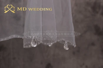 Darmowa wysyłka jedna warstwa Crystal frezowanie krawędzi welon ślubny welony ślubne grzebień Мантилья akcesoria ślubne MD3046