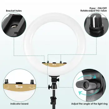 Dimmable Photography Ring Light With Carry Bag 18 Inch Led Ringlight Lampa Do Makijażu Light Statyw Do YouTube Live Video Studio