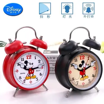Disney Śliczny Czerwony Mickey Mickey Mouse Zegarek Kreskówka Dzwon Metalowy Student Nocne Cichy Budzik