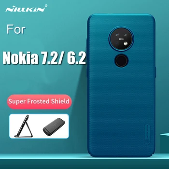 Dla Nokia 7.2 matowa pokrywa Nillkin frosted shield twardy futerał do Nokia 6.2 z uchwytem telefonu