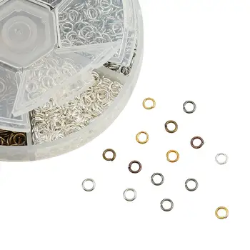 DoreenBeads 0.7 mm 4/7/8 mm stopów na bazie żelaza otwarty skok pierścienia zestaw do tworzenia biżuterii, okrągły, mieszany rozmiar kolor zawias do DIY