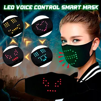 Dorośli maski Led Voice-activated Luminous Mask Mask Masquerade Party Festival Face Mask Mascarillas Mouth Cover Facial Mask
