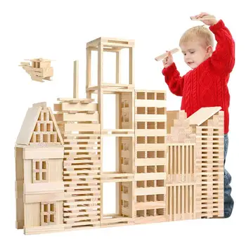 Drewniana konstrukcja modelu budynku z cegły bloki, plac inteligentna zabawka 100 drewniana deska DIY Set Play With Friend Kids Gift