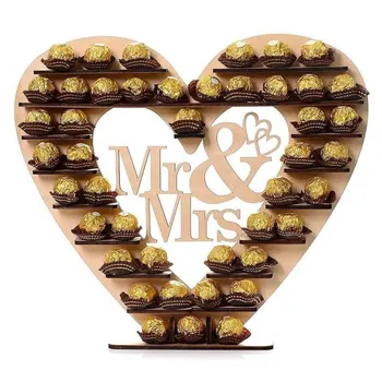 Drewniana podłoga w kształcie serca czekoladowe serce drzewo Ferrero Rocher chocolate podstawa ślub kufer Centralny cukierki wystrój
