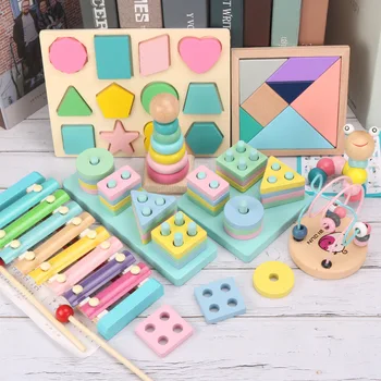Drewniane Montessori Zabawki Kolor Forma Mecz Bloki Wczesnego Uczenia Się Zabawki Edukacyjne Dla Dzieci, Puzzle, Zabawki Dla Dzieci, Chłopców, Dziewcząt