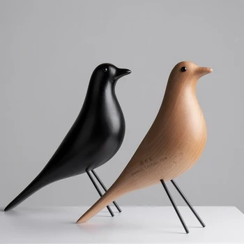 Drewniane figurki ptaków połowy wieku dom ptak zwierzę pomnik Gołąb świata Europejska maskotka domowy bar z kawą wystrój dekoracyjny