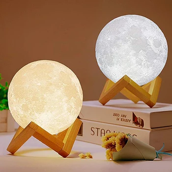 Dropship 3D Print Moon Lamp Akumulator lampka nocna 16 kolor wymienny czujnik zdalna lampa kreatywny prezent świąteczny wystrój