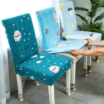 Drukowany odcinek pokrywa krzesła prosty jednoczęściowy pokrowiec na krzesło domowe siedzenie oparcie siedzenia pakiet pokrywa krzesła elastan pokrywa krzesła wymienny