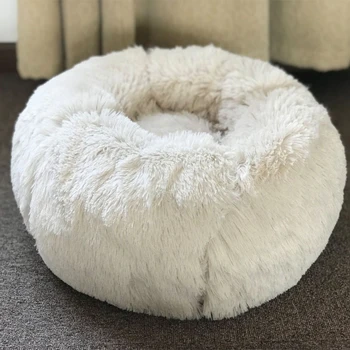 Długa pluszowe super miękkie łóżko dla zwierząt hodowla pies okrągła kot zimowy ciepły śpiwór szczeniak poduszka mata przenośne akcesoria dla kotów 46/50/60 cm